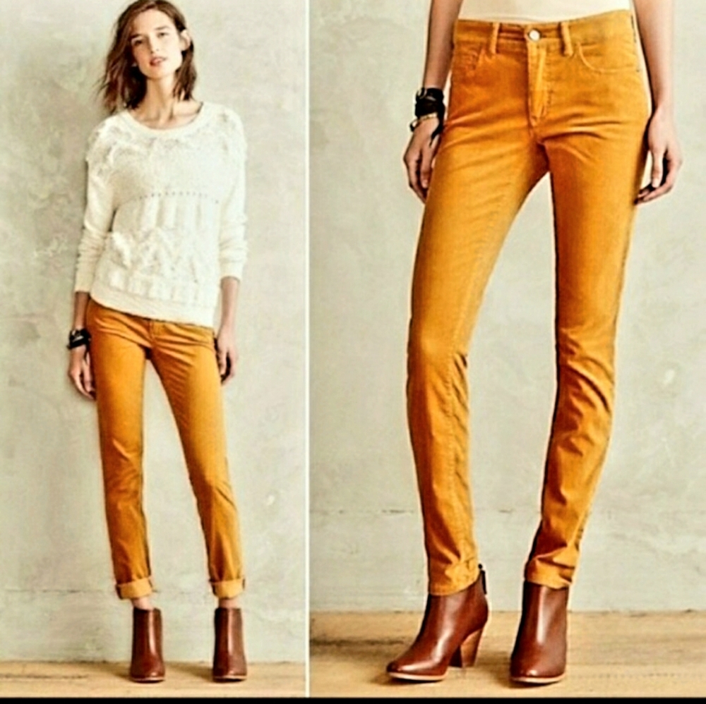 Corduroy mustard yellow skinny pants
